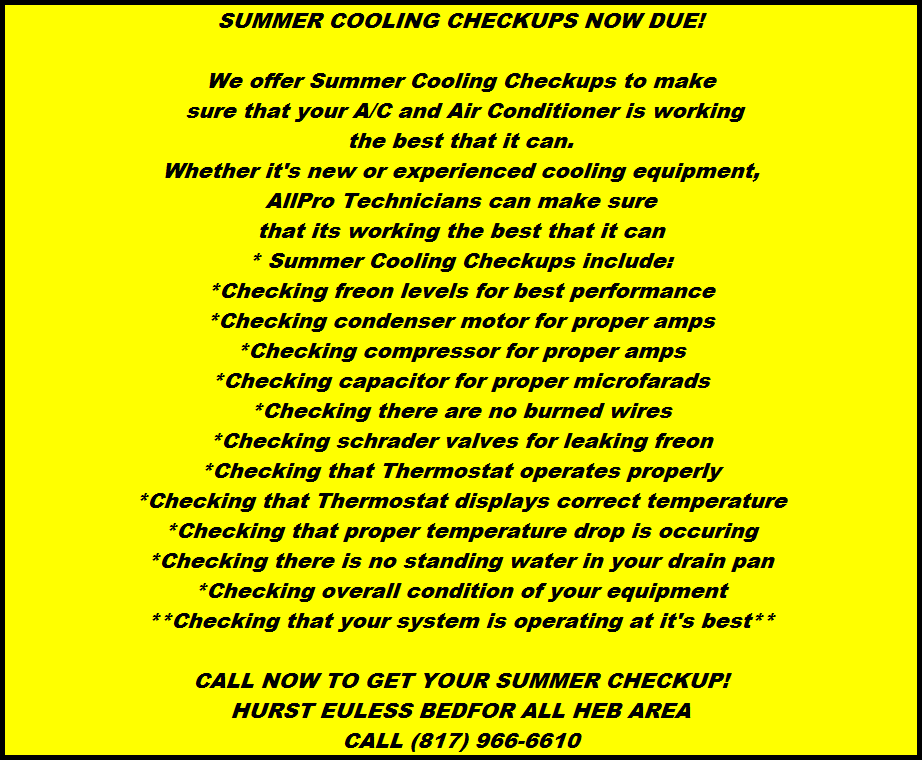 Call now for your Summer Cooling Checkup!